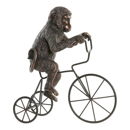 Abe Skulptur på Cykel i Sort Harpiks og Metal 29 x 12 x 33 cm