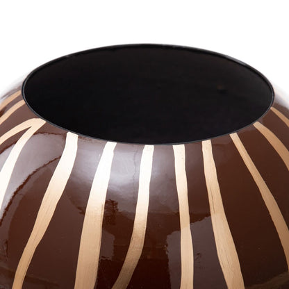 Brun Keramikvase med Zebra Design 27 x 27 x 23 cm - BStore