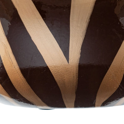 Brun Keramikvase med Zebra Design 27 x 27 x 23 cm - BStore