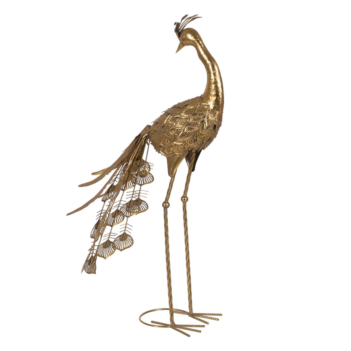 Dekorativ Gylden Påfuglefigur i Jern 50 x 30 x 85 cm - BStore